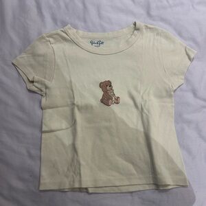 Brandy Melville Cream Teddy Bear Tee